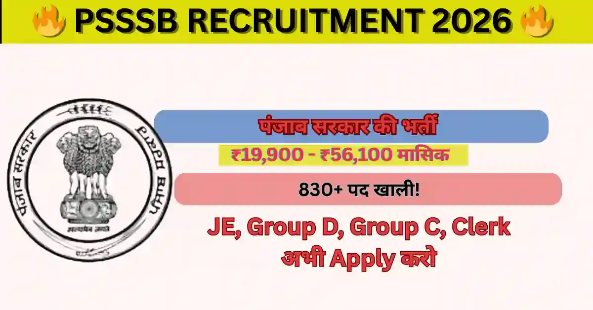 PSSSB Recruitment 2026 JE and Clerk Vacancy Update